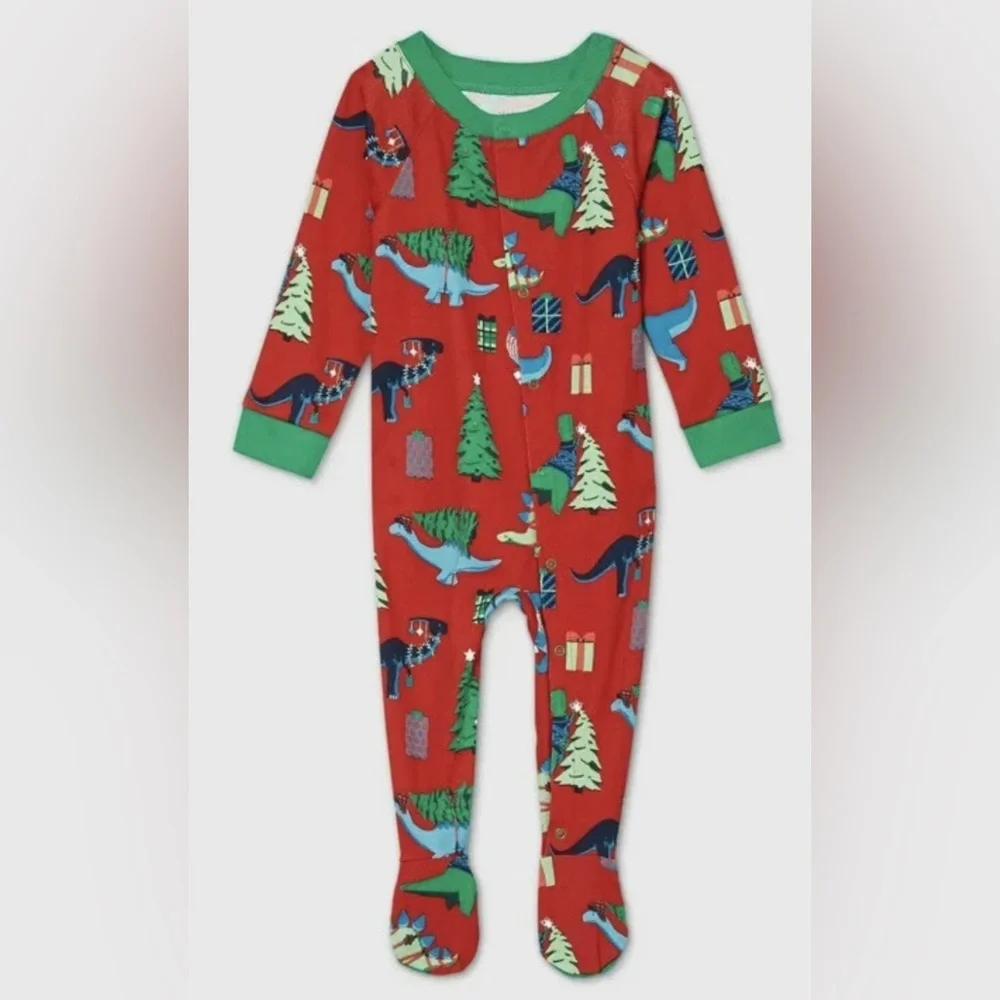 WONDERSHOP Target Baby Boy Christmas Dinosaur Sleeper Pajamas Zip 3-6 Months NEW
